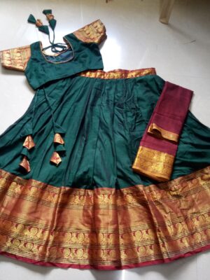 Green Narayanapet Tripeacock Lehenga