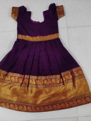 Pink Narayanapet LongFrock with attached belt