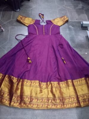 Pink Narayanapet LongFrock with princess cut