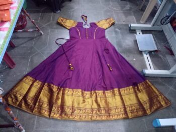 Pink Narayanapet LongFrock with princess cut