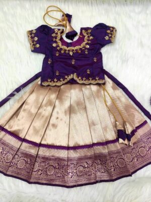Golden Banarasi Skirt and Top with maggam work