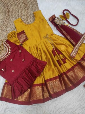 Silk Cotton Skirt and Top with maggam work